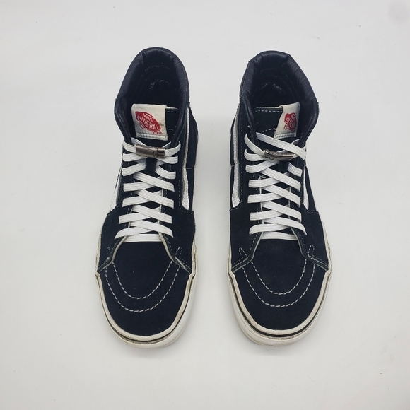 Vans Shoes Mens 5 Womens 6.5 Sk8 Hi Skateboarding Sneakers Black Suede Lace Up - Picture 6 of 14